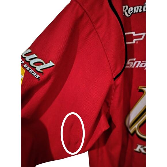 M655)Chase Authentic Dale Earnhardt Jr #8 Budweiser Red Twill Jacket Size Large - Picture 13 of 15